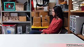 Petite Half Black Teen 18+ Caught Shoplifting, Gets Tiny Pussy Fucked in Doggystyle by Mall Cop's Big Cock