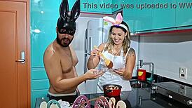 mature fitness brunette bent over for blowjob and doggy with big cock