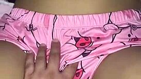 Stepfather gets aroused by pajamas and climaxes on bed