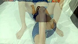 My hot Muslim wife feels intense pleasure with hijab on and legs up.