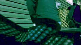 Watch the time lapse of a skinny woman stretching against steps at night, highlighting her legs and ass in leggings!