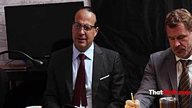 milf gets interrogated in wet dress parody flashing