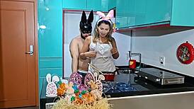 mature fitness brunette bent over for blowjob and doggy with big cock