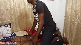 big tits roommate gives handjob to ease stress and make cum quickly