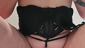 goddess in lingerie rips clothes while fucking her tight clit with huge toys