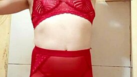 I Feel So Aroused as This Sexy Transsexual in Lingerie and Miniskirt Shows Off Her Small Cock and Ass