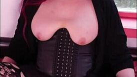 sexy bbw shemale using cock sleeve for cumshot, oh man i cant stop