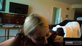 My petite Russian bitch sucks big black cock deepthroat, gets fucked doggystyle by her lover in Florida, and swallows cum for daddy.