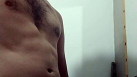 Undressing in the bathroom for solo masturbation with small waist