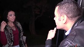 russian woman gets cum on ass in taxi van