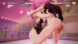 Lesbian battle with licking and fingering