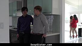 pervert stepbrothers swap and fuck smoking hot stepsisters