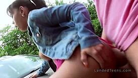 Beautiful Tits Teen 18+ Gets Pounded Outdoors in POV Style With Piercing and Tanned Skin as Hitchhiker
