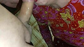 Stepmom gives sloppy blowjob cum mouth