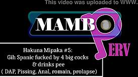 spanish guy taking four big cocks in intense anal action