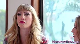 lesbian teen 18+ tribs milf in wild scissoring session with intense fingering and first-time passion!