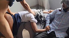 Latina stepsister assfucks stepdaddy