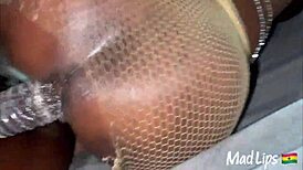 Lactating Ghana girl worships big black dick