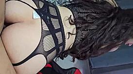 Beautiful Girl in Sexy Black Lingerie Fucks Lover Secretly