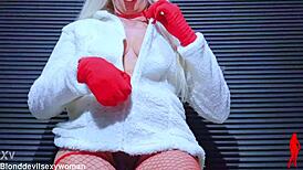 Hot Mature Blonde With Natural Tits And Delicious Hairy Pussy Close-Up In Lingerie