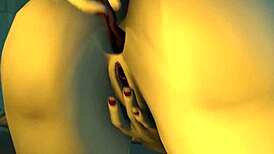 the giantess performs anal vore with sound effects in this tall huge fetish cartoon