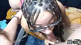 Blonde with big ass fucks stepbrother and gets perfect orgasm with cumshot