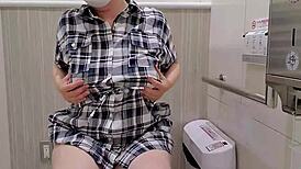 a married woman masturbates in the toilet of a store during her wedding day