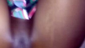 the creamy pussy of a kinky ebony slut gets filled with cum from a big black cock in a wild hookup