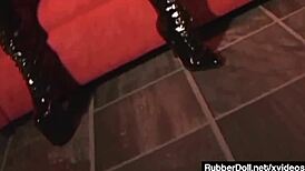Rubberdoll Dominates with Strapon Pounding Jewell Marceau Hard in Shiny Latex Catsuits and Bondage