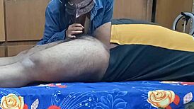 Indian college girl gives boyfriend blowjob in dorm 😘