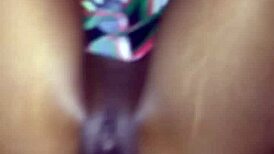 the creamy pussy of a kinky ebony slut gets filled with cum from a big black cock in a wild hookup