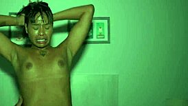 ebony slut gettin huge creampie in her pussy, rough quickie.