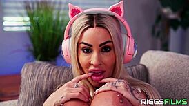 huge boobs gamer girl fucking the repair guy