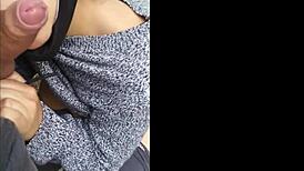 watch this amateur brunette suck dick outdoor in public