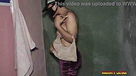 horny african babe masturbates with dildo in missionary