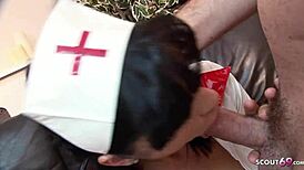 Big boobs nurse Jodi James delivers intense rough fuck to disabled patient.