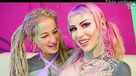 Anuskatzz, heavily tattooed, fucks an alternative bimbo from australia with crazy toys