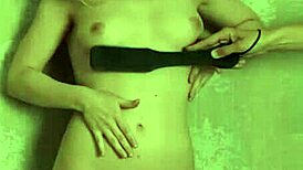 cute sexy blonde has her hairy pussy spanked while masturbating in lingerie