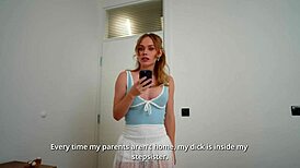 Blonde stepsister craves my big cock deep in her tight wet pussy for porn and cash