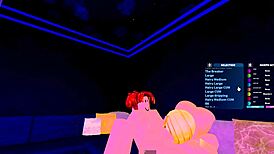 Stepmom sucks the cock of her stepson while his father works on Roblox.