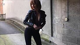 Emotional First Time Flashing Boobs and Ass Naked in French Street Part 2