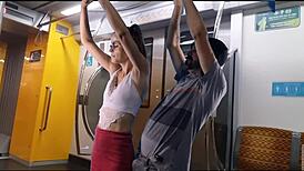 i'm getting jerked off and fucked on this public train, oh shit, it's so embarrassing but feels good...