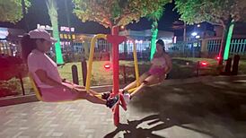 I fuck big tits stranger with huge ass from public park. She rides my cock outdoors.