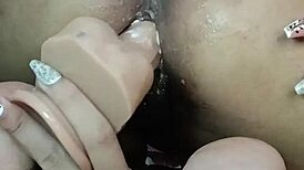 i just love this young latina with curly hair and skinny body riding a giant dildo until she cums hard