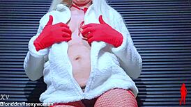 Hot Mature Blonde With Natural Tits And Delicious Hairy Pussy Close-Up In Lingerie