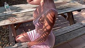 italian milf artemisia love flaunts big tits outside in tight dress while feeling horny