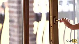 Sexy Young Redhead Lassie Feels Joyful Seeing Her Older Boyfriend Back From European Trip