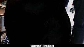 Cute brunette teen shoplifter Penelope Reed gets strip searched and fucked.