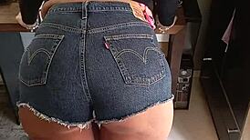 I am wearing sexy shorts with tan lines