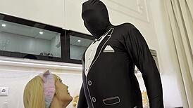 sexy shaved pussy ai butler serves and cums in parody